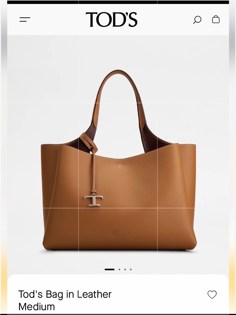 Tod's Tan and Dark Brown Leather Tote with Silver T Charm